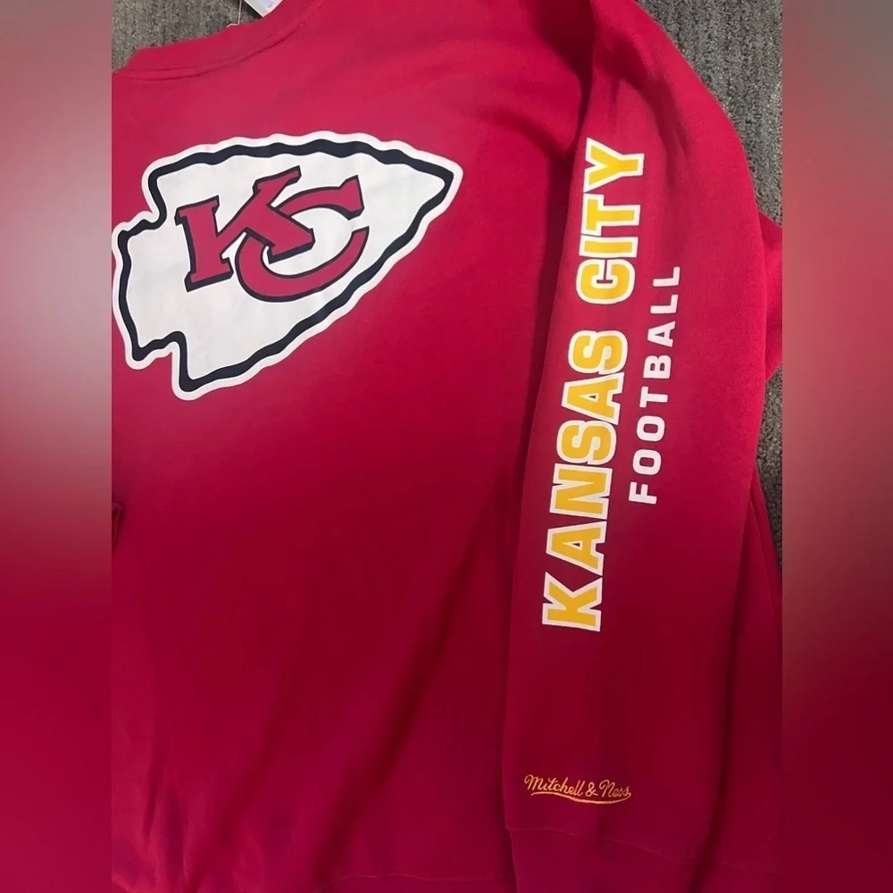 MITCHELL & NESS - Mens Red NFL There & Back Fleece Crew Neck Sweathirt - Size XL - Picture 8 of 12